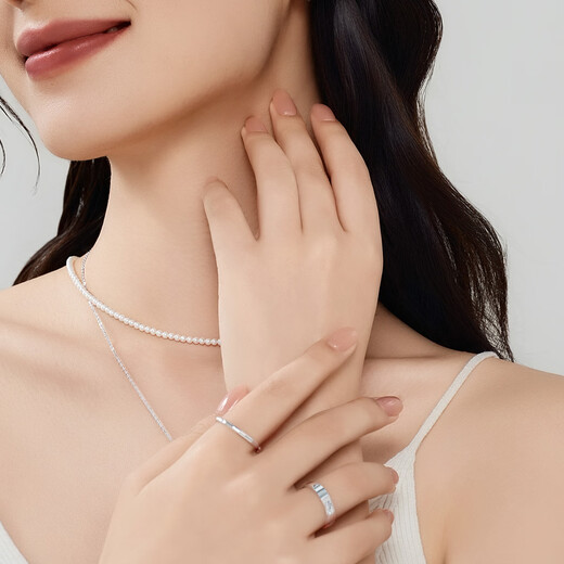 Wanfulong genuine PT950 platinum ring for women, sparkling hand ring, versatile and high-end gift for girlfriend, adjustable mouth, platinum PT950 for men, 5.15g (can be flexibly adjusted in size)