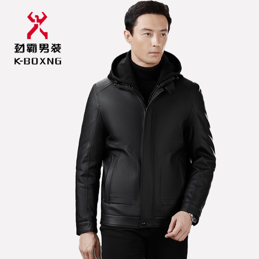 Urban Powerful Leather Jacket 2026 Winter Men's Casual Middle-aged Liner Hooded Warm Coat Jacket Brown 6678-K 4XL 195