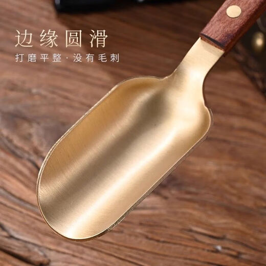 Meikejie Copper and Wooden Tea Spoon Set Three-piece Tea Ceremony Liujunzi Wooden Kungfu Tea Ceremony Three-piece Set Tea Pen Teaspoon Tea Clip (Set of 3) Wooden Copper (Upgraded Teaspoon + Tea Clip + Tea Pen)