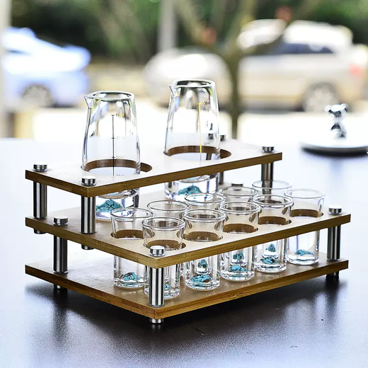 Yusenyi Lanshan crystal glass high-end white wine glass set with scale wine divider and jug set for household light luxury spirits one cup without handle turquoise 1 pot 6 cups