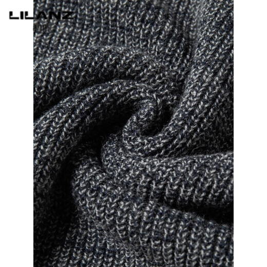 Lilang Men's Round Neck Wool Sweater Winter Thickened Warm Sweater Middle-aged Fashion Versatile 500g Thick Woolen Needle Denim Lan Thickened 4XL (190)
