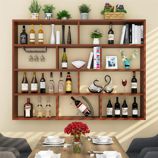 Zhong Zhanggui wall-mounted wine rack simple wine cabinet multi-layer restaurant wall wine rack hotel creative hanging wall cabinet storage rack bookshelf white three-layer 100x100 deep 20cm