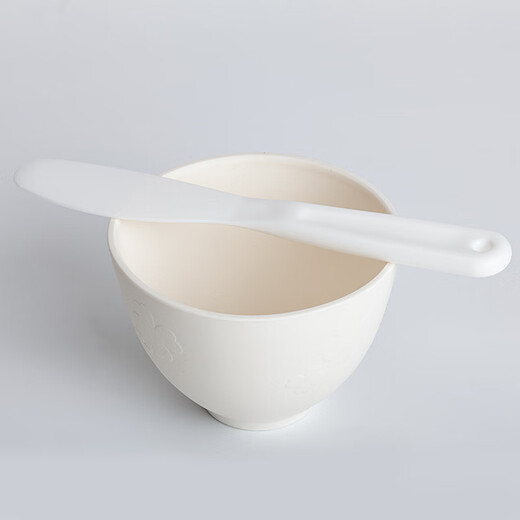 UHC facial mask bowl set 2-piece set facial mask brush stirring stick soft silicone bowl makeup tool for skin management beige bowl + white trumpet stick 1 piece