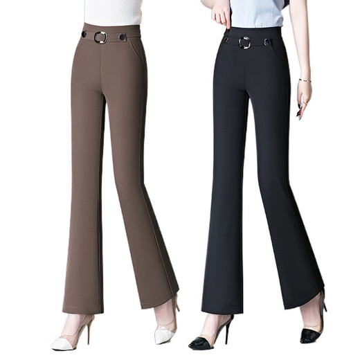 Pantalones de microflar de micro XCFreht para mujeres en primavera y otoño nuevo traje de cintura alta delgada caída casual y pantalones de bengala delgados ligeramente pantalones de corona marrón 6629 26 s tamaño recomendado 85-95Jin [Jin equivale a 0.5 kg]