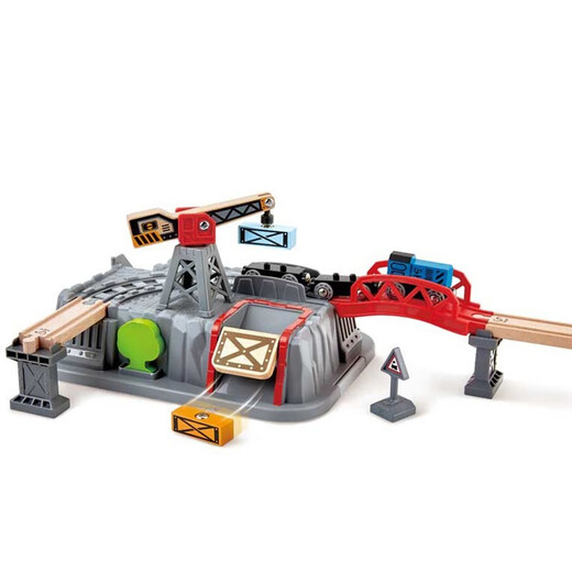 Hape Germany hape train track toys children's train wooden building blocks plugged track set Children's Day gifts Train track cart transportation storage set E3764