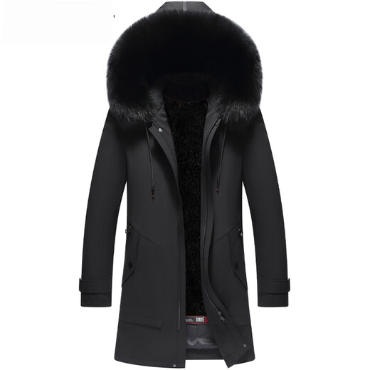 CHEVALPES international first-line brand 2025 new parka men's winter mink liner medium and long fur one-piece mink B style black fox fur collar + gold mink liner M 170 recommended 100-130 Jin Jin equals 0.5 kg
