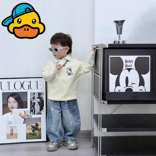 G.duck parent-child clothing for a family of three or four 2025 baby parent-child clothing mother-daughter clothing autumn and winter sweater love embroidered sweater off-white 170 Mom M