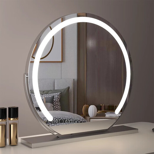 German high-definition LED makeup mirror with light vanity mirror desktop smart home simple master bedroom internet celebrity gold 40 diameter (rechargeable) rotating model