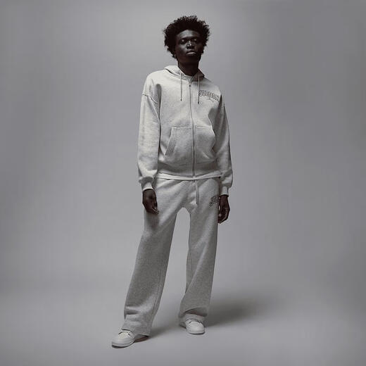 Jordan men's sweatpants are soft and comfortable, loose fit, slit legs, good breathability, gray medium weight, Gray Heather/White, one size fits all | XL