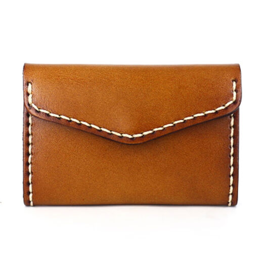 Japanese and Korean original vegetable tanned cowhide small card holder for women genuine leather retro driver's license business card holder mini coin coin purse for men yellow