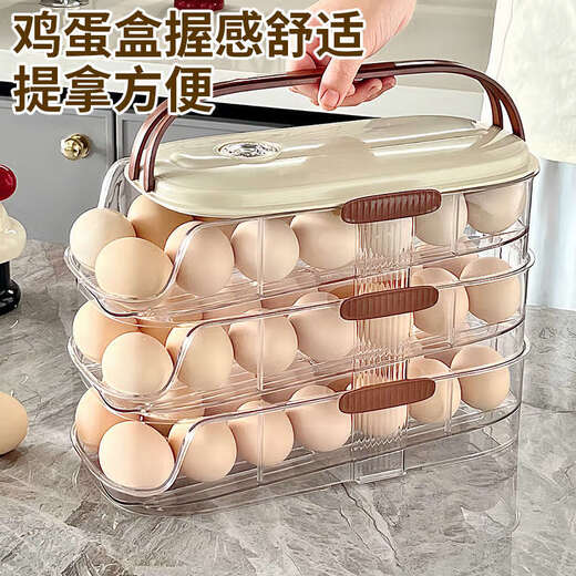 TYZAYR Japanese automatic rolling egg storage box for refrigerators, special kitchen organizer, refrigerator side door with deepened large capacity box, double rows and single layer (with built-in handle, can hold 16 eggs)