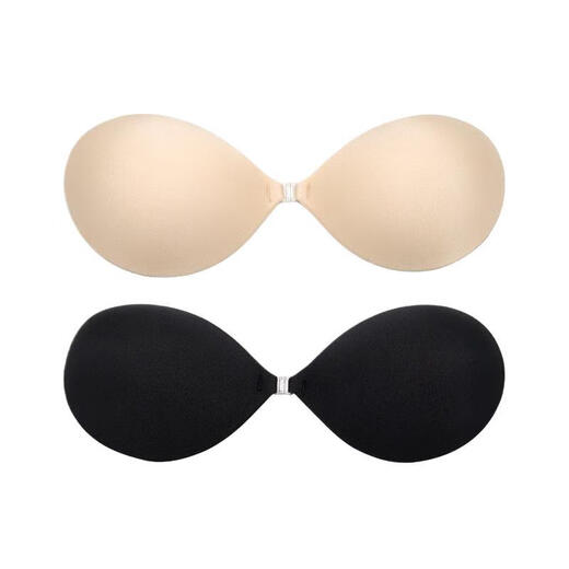 Sbeauty肌底胸贴聚拢上托吸汗不闷汗隐形硅胶乳贴涤纶圆形 无痕圆杯-黑色+PVC盒 A