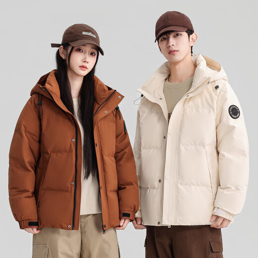 Yichun 2025 winter new style 90% new national standard white duck down fashionable casual warm down jacket outer beige S