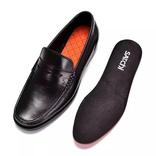 SATCHI Men's Shoes New Genuine Leather Business Casual Leather Shoes Cowhide Versatile One-Pitch Commuting Loafers Comfortable and Wear-Resistant Black 40