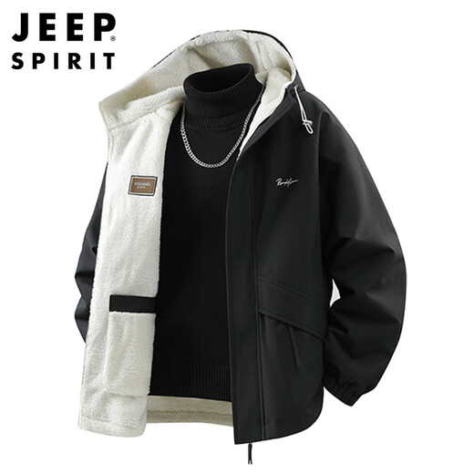 JEEP SPIRIT Jeep jacket men's sherpa jacket men's tops autumn and winter high-end casual velvet thickened cotton coat