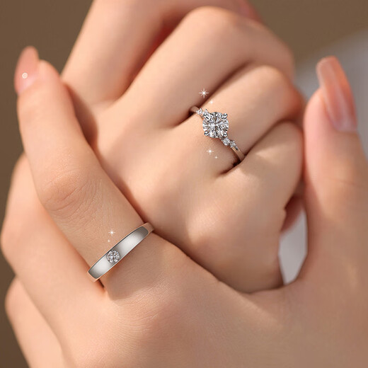 MZMZ Platinum Couple Ring pt950 Platinum Knot Engagement Ring Fashion Diamond Ring Valentine's Day Birthday Gift for Girlfriend Local Warehouse/Next Day Delivery - Light Luxury Star Happy Couple Ring