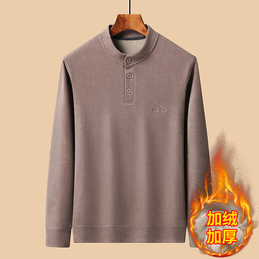 Dad's autumn and winter long-sleeved sweatshirt men's winter velvet thickened thermal underwear half turtleneck bottoming shirt top (Henry collar) dark gray XL XL suitable for 90--115Jin Jin is equal to 0.5 kg