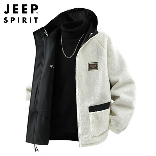 JEEP SPIRIT Jeep jacket men's sherpa jacket men's tops autumn and winter high-end casual velvet thickened cotton coat