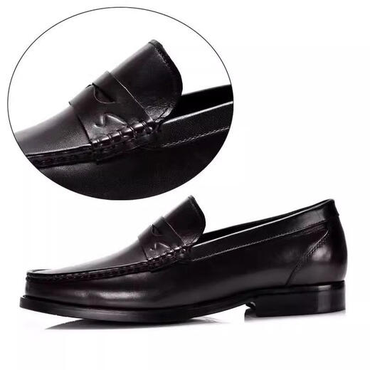 SATCHI Men's Shoes New Genuine Leather Business Casual Leather Shoes Cowhide Versatile One-Pitch Commuting Loafers Comfortable and Wear-Resistant Black 40
