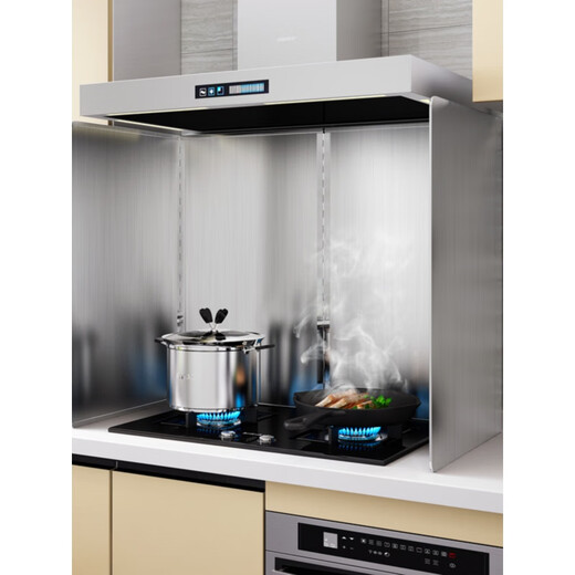 SMVP kitchen stainless steel thickened oil baffle stove cooking oil fume shielding plate range hood high temperature resistant heat insulation baffle height 40 length 40 depth 40 three-piece folding rounded corners all steel edging