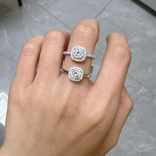 I Do platinum PT950 diamond ring for women classic square package 1 carat cultivated diamond proposal engagement wedding ring for girlfriend square package 50 points diamond opening adjustable