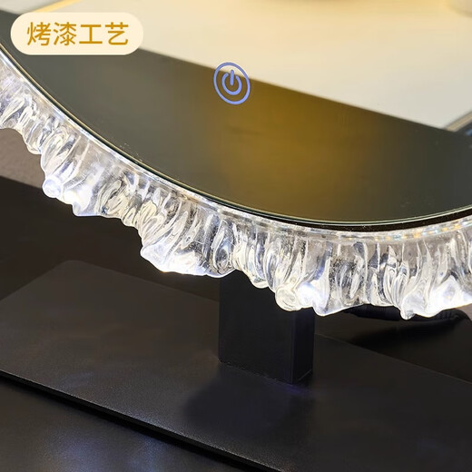 Cosmetic mirror with light desktop desktop LED mirror sunflower beauty mirror French master bedroom makeup mirror with real light, diameter 40cm, plug-in model + wall hanging (three-color light changing)