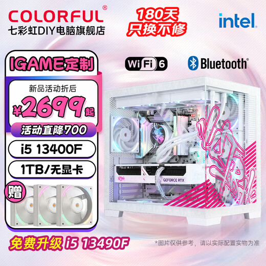 Colorful iGame sea view room customized computer host i5 12490F/14600KF RTX5060Ti desktop game computer AI design DIY assembly machine with five 13400F丨512G丨No graphics card丨32GB memory