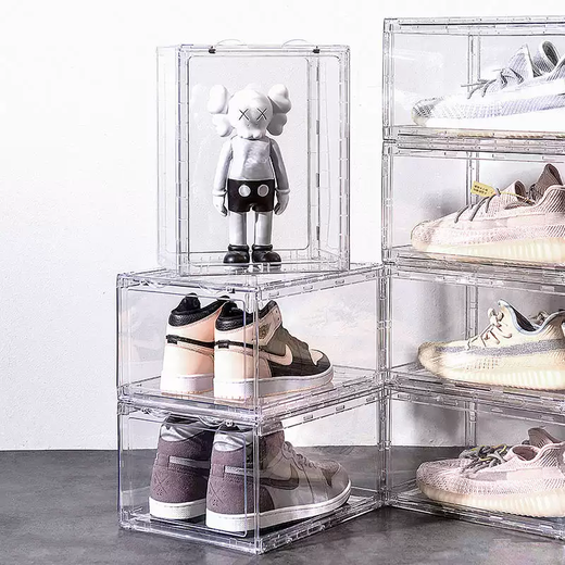 Yusenyi acrylic transparent shoe box AJ sneaker storage display box magnetic front opening drawer type gift plastic shoe wall 30 fully transparent front opening shoe boxes 30 fully transparent front opening shoe boxes 34x26x19cm 34 34x26x19cm