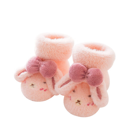 Autumn and winter new baby floor socks mid-calf shoes and socks with rubber soles anti-slip and warm indoor toddler shoes and socks blue 6-12 months M size socks with sole length 10cm (6-12 months)