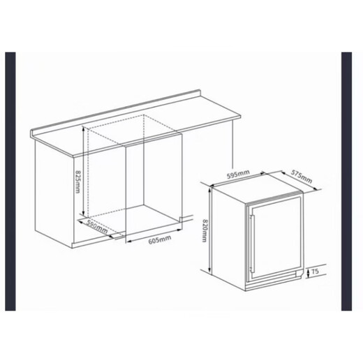 He Jiagong Kamizhe embedded red wine cabinet constant temperature wine cabinet home ice bar dual temperature tea beverage kitchen island cabinet refrigerated cabinet 150U dual temperature (red wine model)