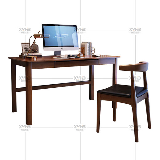Xiangyun Tiger Spot Solid Wood Desk Study Desk Computer Desk Desktop with Keyboard Tray Office Writing Desk Study Furniture Walnut Color With Keyboard Tray 0.9*0.6 Meter Computer Desk