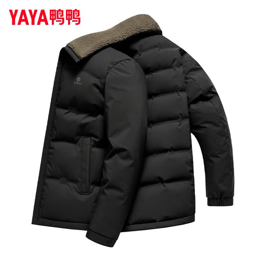 Yaya (YAYA) dad winter wool collar down jacket new style middle-aged and elderly men thickened and warm 90 duck down jacket middle-aged men's YE4B716185W navy wool collar + 90 down content L (175) recommended 125-145 Jin Jin equals 0.5 kg