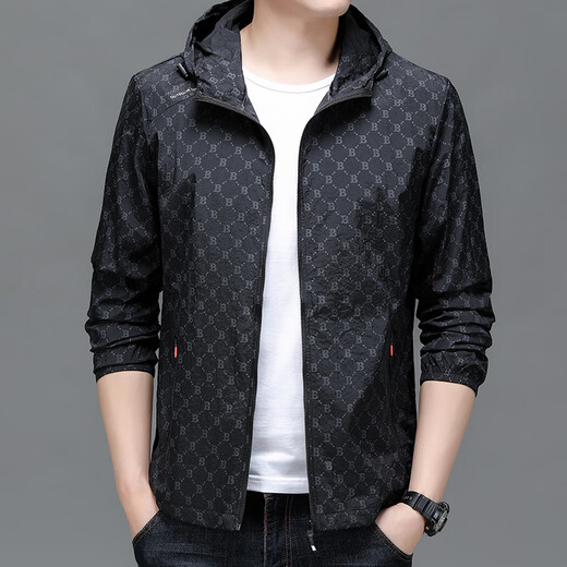 AX Armani high-end brand summer lightweight ice silk sun protection clothing for men outdoor quick-drying fishing skin clothing hooded clip white M