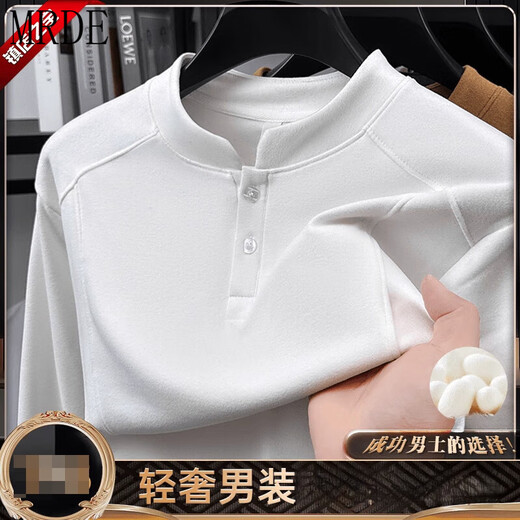 MR.DE Laicai clothing store men's long-sleeved sweatshirt autumn and winter new Henry collar velvet bottoming shirt fashionable and versatile men's black M (recommended weight 100-120Jin Jin equals 0.5 kg)