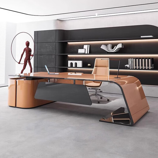 Creative painted boss desk, light luxury desk, president's desk, simple modern medical beauty executive manager desk combination 1.6*0.8*m left side cabinet
