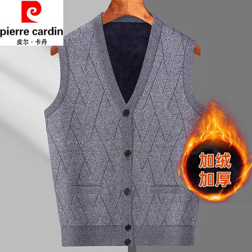 Pierre Cardin Herbst und Winter plus Samt verdickte warme Pulloverweste mit mittleren Alters und älteren Männern.