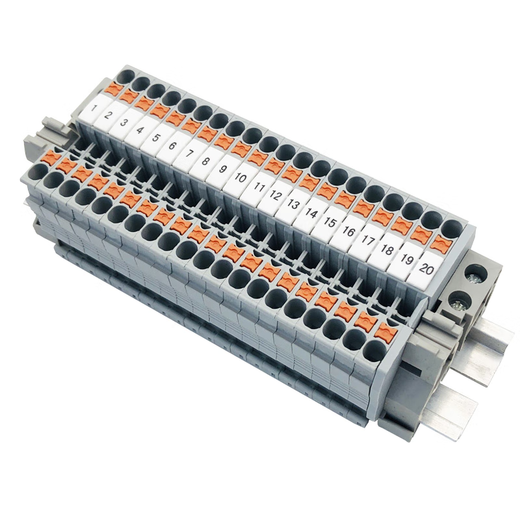 Hongdashuo PT2.5 spring-type terminal block PT4/PT6 rail-type tool-free combination terminal block 30 positions with track PT4 (0.2-4 square meters)
