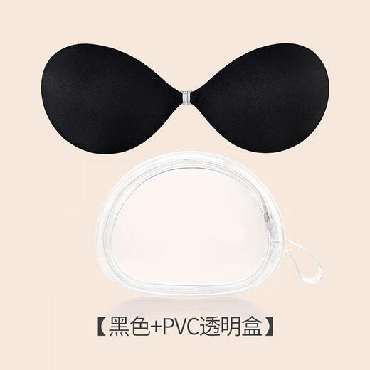 Sbeauty肌底胸贴聚拢上托吸汗不闷汗隐形硅胶乳贴涤纶圆形 无痕圆杯-黑色+PVC盒 A