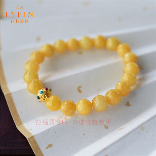 La Yun Feiyin Beeswax Bracelet Women's Round Bead Single Circle Bracelet Women's Gift Fashionable 8mm