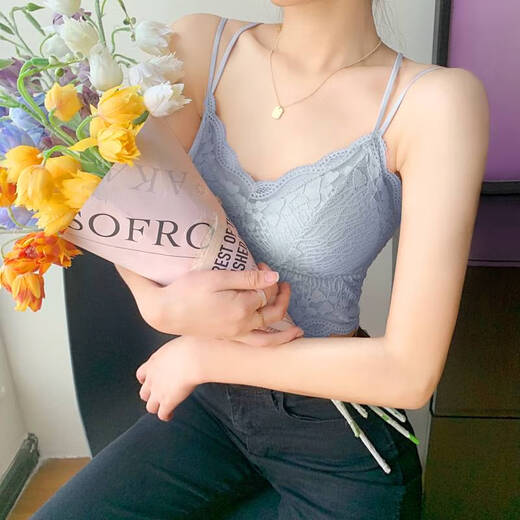 Clolv kissCK lace girl underwear beautiful back no rims tube top high school student camisole anti-exposure bra student chest wrap black + white 2 pieces M recommended 75-100Jin Jin equals 0.5 kg