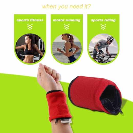 Wristwallets running non-mobile phone sports arm bag wrist bag with change key card bag storage lightweight red default OPP packaging