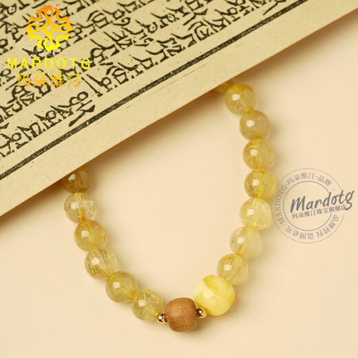 MARDOTG blonde crystal bracelet beeswax old mountain sandalwood crystal bracelet gift for women 6 beads diameter