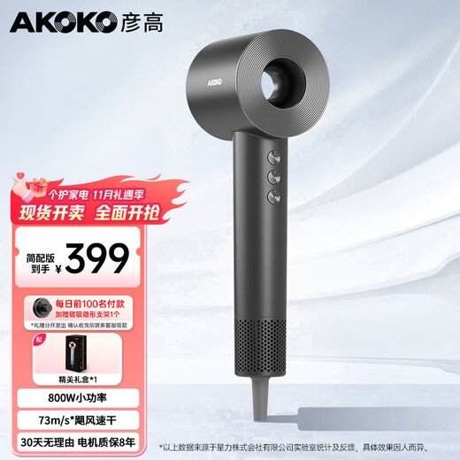 Yangao AKOKO Yangao hair dryer for home dormitory use for students 800w negative ion hair care high speed low power 500w gift birthday gift for women simple version - obsidian lime (800W)