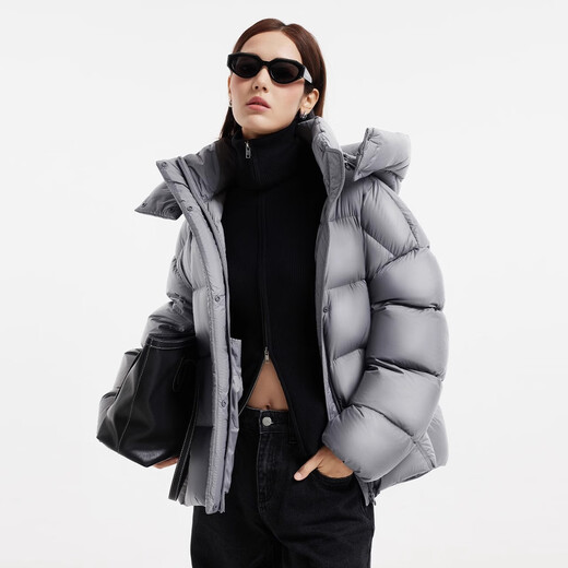 Camel Women's Short Down Jacket Winter New High Puff Warm Hooded Bread Down Jacket