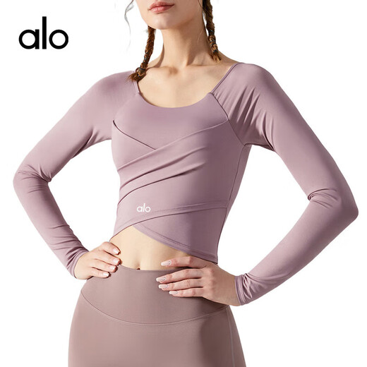 ALO YOGAAO YOGA yoga wear long sleeves with chest pad slim sports top Pilates sports leisure fitness wear t-shirt black M