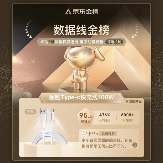 Pinsheng Type-C data cable 6a/5a fast charging 100W/66W charging cable universal Huawei Mate70pro+/Pura80 Xiaomi oppo Android USB-C mobile phone tablet car