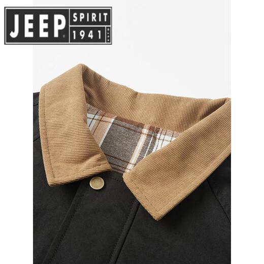 JEEP SPIRIT300Jin Jin is equal to 0.5kg. Jacket for men in spring and autumn, lapel top, loose and casual, fat man plus size men's plus size jacket, black plus velvet. L 100-120Jin Jin is equal to 0.5kg.
