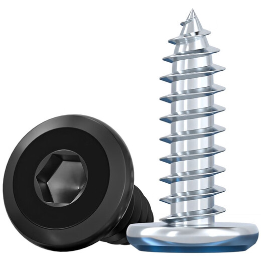 Tianzhuo Hardware white zinc/blackened carbon steel chamfered hexagonal self-tapping screws large flat head thin head furniture screws M2M3M4M5-M8 black zinc M4*18 50 pcs