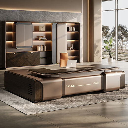 Boss desk desk desk boss desk boss desk boss desk boss desk president desk president desk E0 environmentally friendly North American walnut veneer 2.4M single cabinet