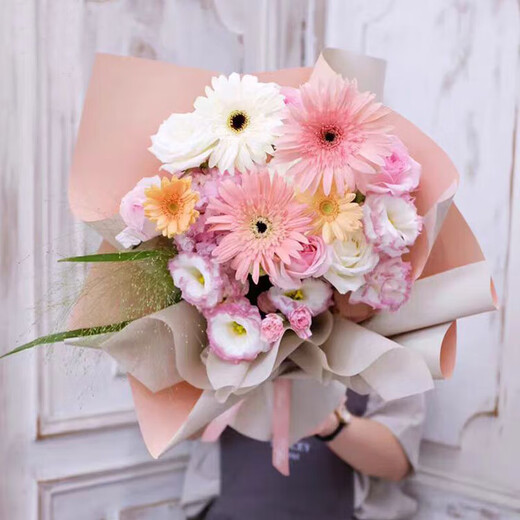 Tiannan Brothers two-color Ouya paper, flower bouquet paper wrapping paper, gift gift packaging, high-end birthday, light pink + ice blue 28, 20 sheets/pack